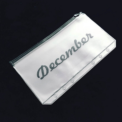 A6 Month Cash Planner Binder Pocket File Organizer Φάκελος αποθήκευσης Διαφανής θήκη με φύλλα PVC με φερμουάρ