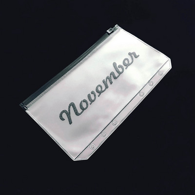 A6 Month Cash Planner Binder Pocket File Organizer Φάκελος αποθήκευσης Διαφανής θήκη με φύλλα PVC με φερμουάρ