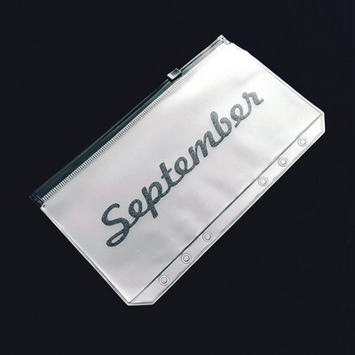 A6 Month Cash Planner Binder Pocket File Organizer Φάκελος αποθήκευσης Διαφανής θήκη με φύλλα PVC με φερμουάρ