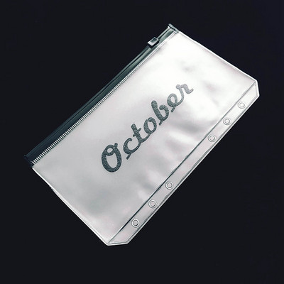 A6 Month Cash Planner Binder Pocket File Organizer Φάκελος αποθήκευσης Διαφανής θήκη με φύλλα PVC με φερμουάρ