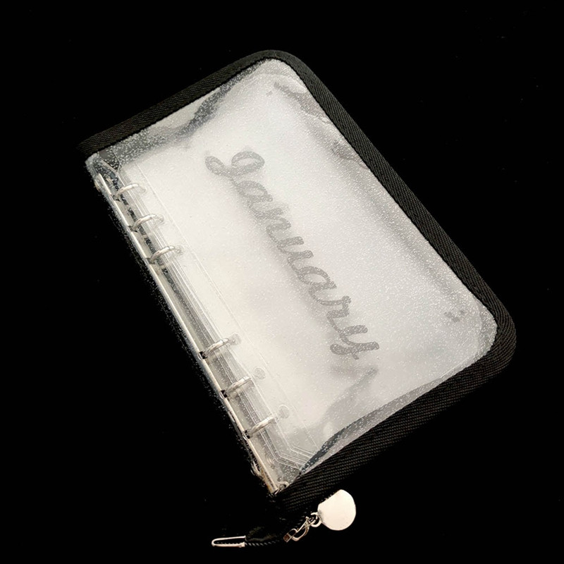 A6 mėnesio grynųjų pinigų planavimo segtuvo kišenė failų tvarkyklės saugojimo aplankas skaidrus PVC palaidų lapų maišelis su užtrauktuku.