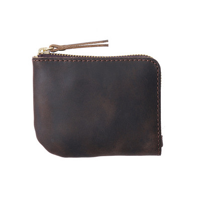 Nešiojamos piniginės formos tikros odos dokumentų krepšys Mažas mini senovinis karvės odos aplankas su užtrauktuku Namų biuro mokyklos reikmenų dovana