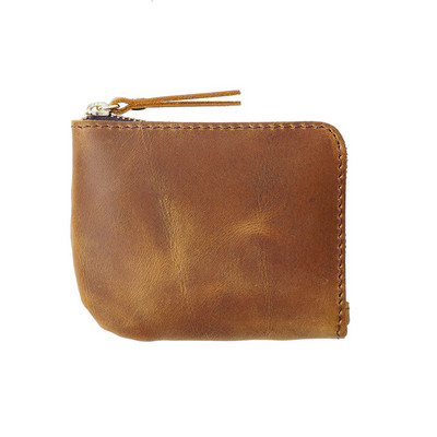 Nešiojamos piniginės formos tikros odos dokumentų krepšys Mažas mini senovinis karvės odos aplankas su užtrauktuku Namų biuro mokyklos reikmenų dovana