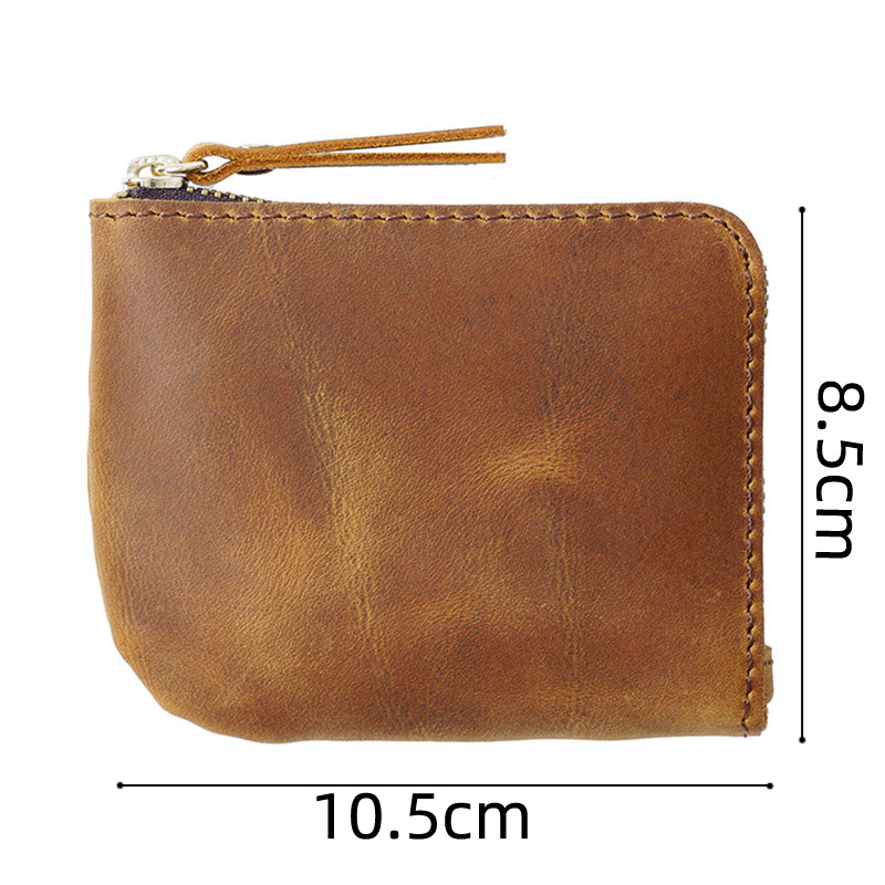 Nešiojamos piniginės formos tikros odos dokumentų krepšys Mažas mini senovinis karvės odos aplankas su užtrauktuku Namų biuro mokyklos reikmenų dovana