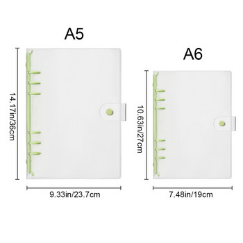 Α5 Α6 PVC κάλυμμα σημειωματάριου με χαλαρά φύλλα Φάκελος Διαφανής φάκελος Φάκελος βιβλιοδετικού σημειωματάριου Αποθήκευση αρχείου μαθητικού ημερολογίου Planner Loose-leaf Clip