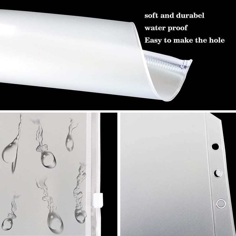 A5 dydžio segtuvų biudžetinės kišenės (3 tipai) - 6 vnt vokas su užtrauktuku, 2 kišenių segtuvų maišelis ir 3 atskiros kišenės Filofax tvarkyklei