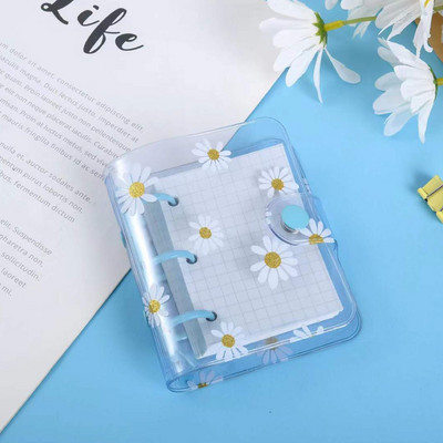 Mini skaidrūs PVC 3 žiedų segtuvų dangteliai su 80 vidinio popieriaus, 3 vnt segtuvų kišenės, mini skaidraus 3 žiedų laisvų lapų užrašų knygelė