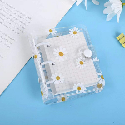 Mini skaidrūs PVC 3 žiedų segtuvų dangteliai su 80 vidinio popieriaus, 3 vnt segtuvų kišenės, mini skaidraus 3 žiedų laisvų lapų užrašų knygelė