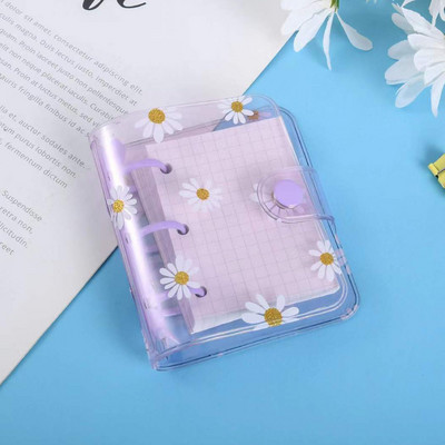 Mini skaidrūs PVC 3 žiedų segtuvų dangteliai su 80 vidinio popieriaus, 3 vnt segtuvų kišenės, mini skaidraus 3 žiedų laisvų lapų užrašų knygelė