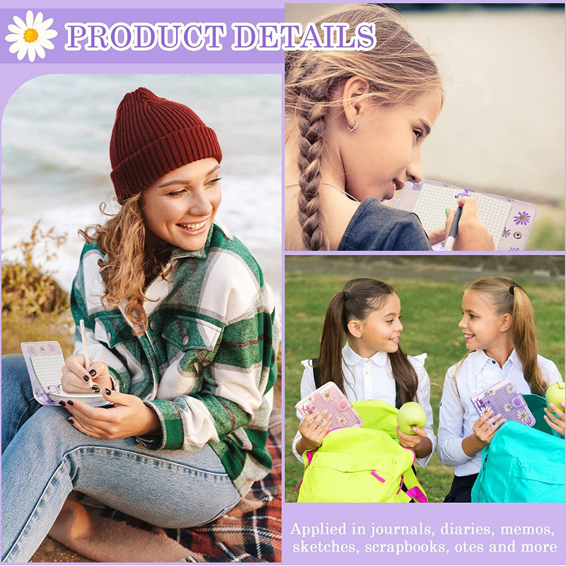 Mini skaidrūs PVC 3 žiedų segtuvų dangteliai su 80 vidinio popieriaus, 3 vnt segtuvų kišenės, mini skaidraus 3 žiedų laisvų lapų užrašų knygelė