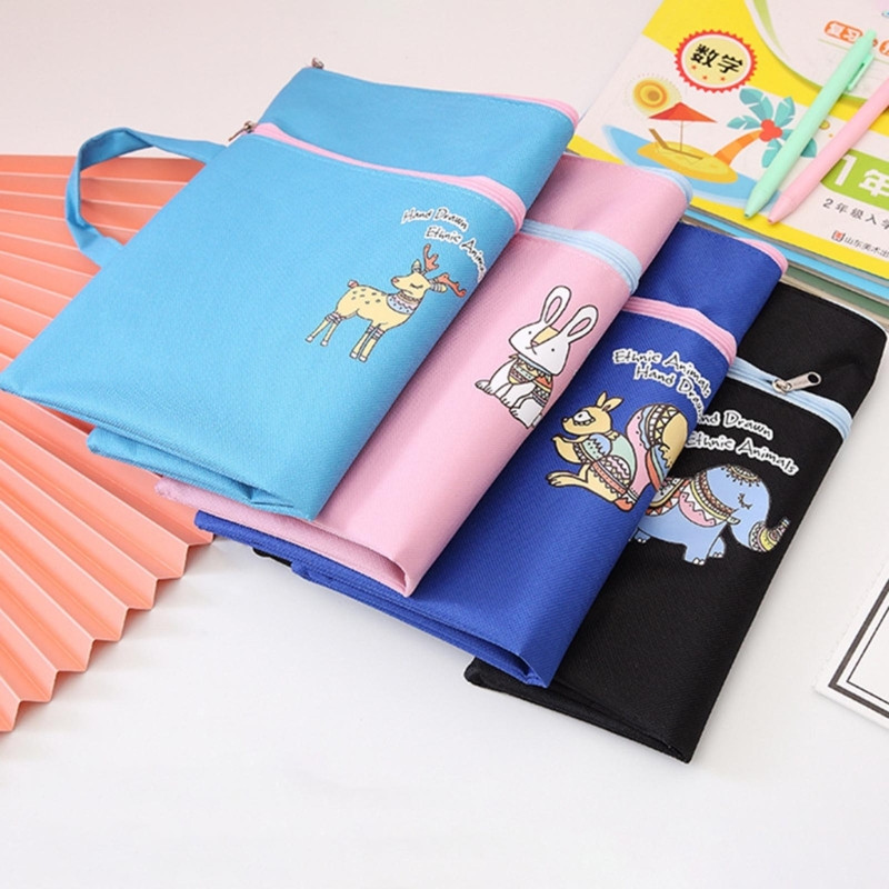 A4 Vreće za dokumente Dvoslojne torbe sa patentnim zatvaračem Organizator za ispis datoteka sa slatkim crtanim filmovima Torba za pohranu pribora Školski pribor