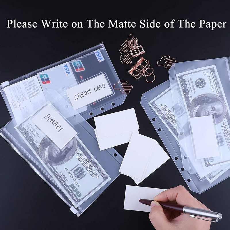 5 vnt / rinkinys A6 piniginių segtuvų kišenės 6 skylučių perforuota užtrauktuko segtuvo kišenė su plastikine užtrauktuku etiketės kišenė 6 žiedų nešiojamojo kompiuterio dangčiui