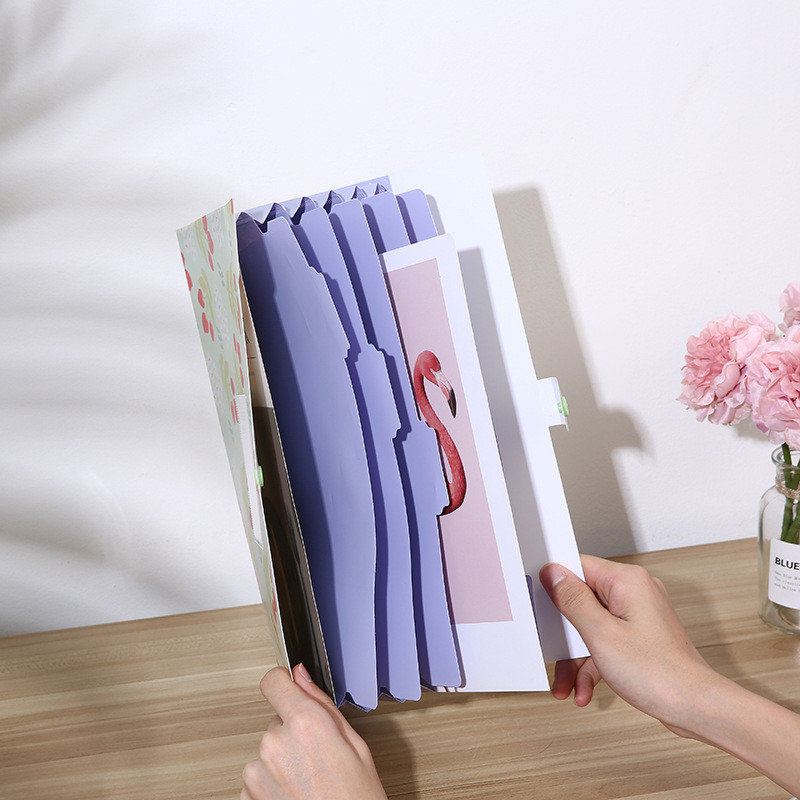 Τσάντα αρχείων Α4 Floral File Organizer 6 επιπέδων Τσάντα εγγράφων Κορεατικά χαρτικά Χαριτωμένα θήκη αρχείων χαρτοφυλάκιο χαρτοφυλακίου προμήθειες γραφείου