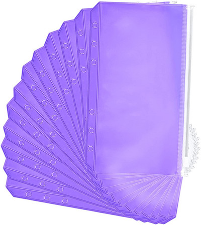 12 ΤΕΜ. Α6 PVC βιβλιοδεσία σημειωματάριων με χαλαρά φύλλα Τσάντες πολύχρωμες τρύπες βιβλιοδεσία Φάκελοι με φερμουάρ Αδιάβροχη θήκη Τσάντες αρχειοθέτησης εγγράφων