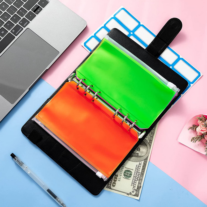 12 ΤΕΜ. Α6 PVC βιβλιοδεσία σημειωματάριων με χαλαρά φύλλα Τσάντες πολύχρωμες τρύπες βιβλιοδεσία Φάκελοι με φερμουάρ Αδιάβροχη θήκη Τσάντες αρχειοθέτησης εγγράφων