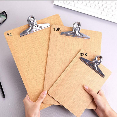 16K Wooden Folder Pad Business Office Supplies Multi-Function Note Pads Filing Clip Writing Sheet Pad Clipboards Folder Board