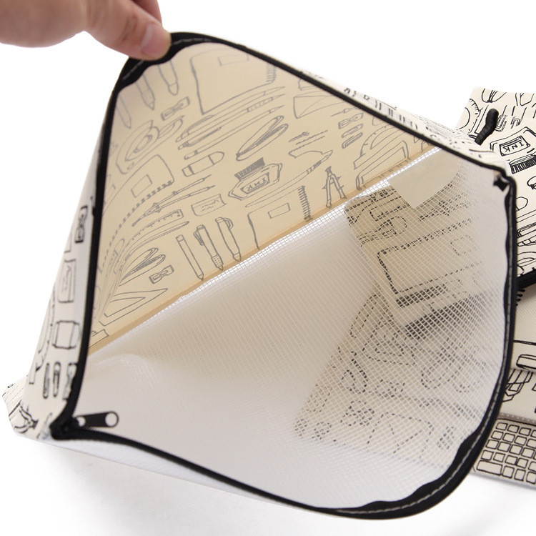 1 db A4-es cipzáras irattartó táska PVC vízálló Oxford szövet irattartó táska Többfunkciós hordozható utazási kültéri tároló