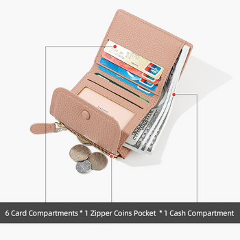Дамски 2-кратен портфейл, кожена къса чанта, дамска чанта за момичета, държач на карти, едноцветни портфейли, чанти, едноцветни портфейли