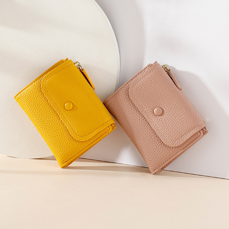 Ženski dvostruki novčanik, kožna kratka torbica, ženska torbica, držač kartice, torbica, jednobojni novčanici, torbe, jednobojni novčanici