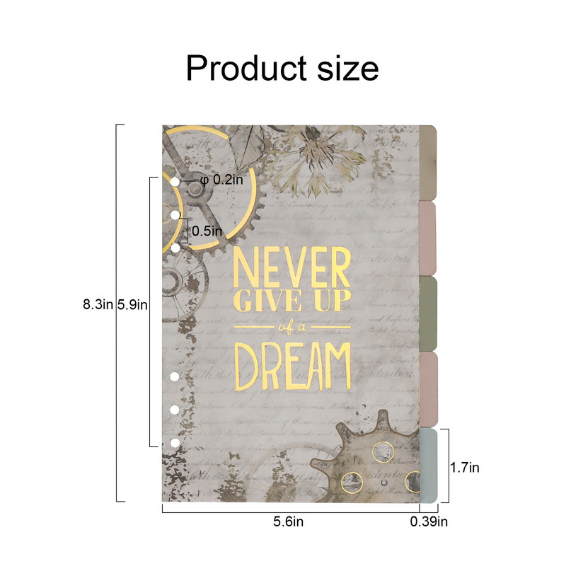 A5/A6 Atgal į laiką gėlių serijos skirstytuvo puslapis Šešių skylučių bloknotas Nešiojamojo kompiuterio skirstytuvas Popierius Biuro mokyklinių reikmenų skirstytuvo puslapis