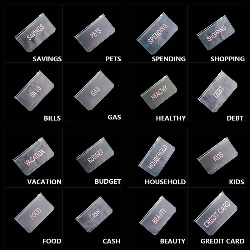 A6 piniginių vokų santaupų segtuvų kišenės segtuvų užtrauktukų aplankai finansų valdymui skaidrūs dokumentų rinkimo maišeliai