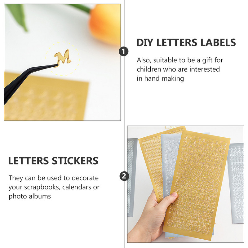 Autocolante cu scrisori Manual de decalcomanii pentru cont manual DIY Decoratiuni Decorative Album Album de însemnări Litere PVC