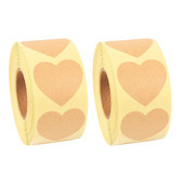 Autocolante Kraft Inimă Etichete de codare culori Kraft, maro, natural, 1 inch, 2 role, 500 de etichete