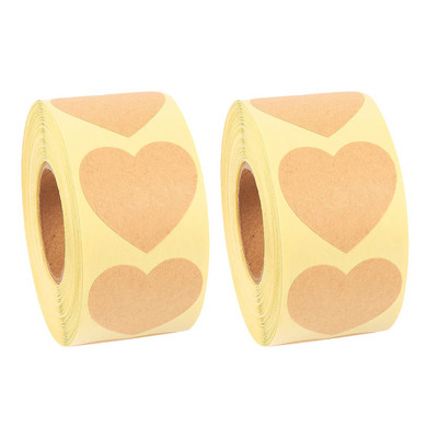 Autocolante Kraft Inimă Etichete de codare culori Kraft, maro, natural, 1 inch, 2 role, 500 de etichete