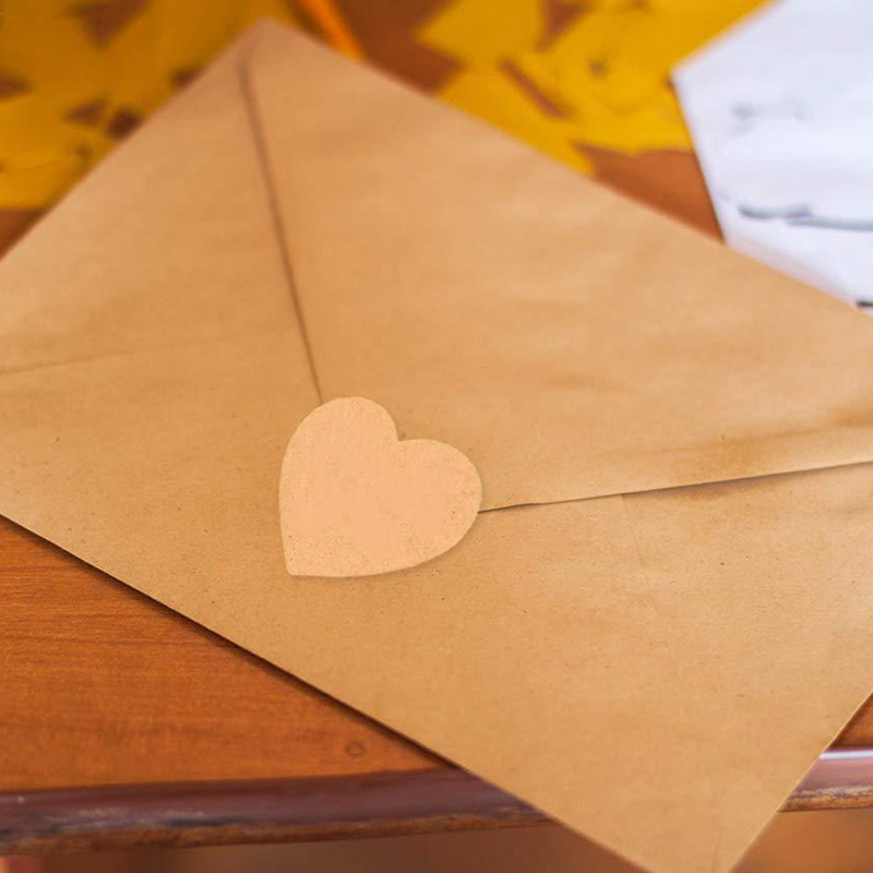 Autocolante Kraft Inimă Etichete de codare culori Kraft, maro, natural, 1 inch, 2 role, 500 de etichete