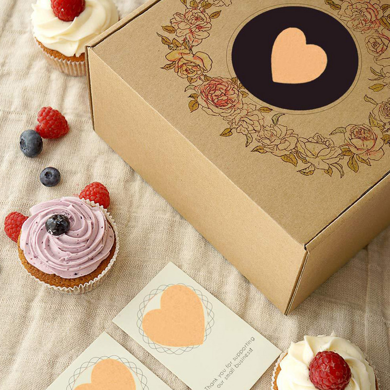 Autocolante Kraft Inimă Etichete de codare culori Kraft, maro, natural, 1 inch, 2 role, 500 de etichete