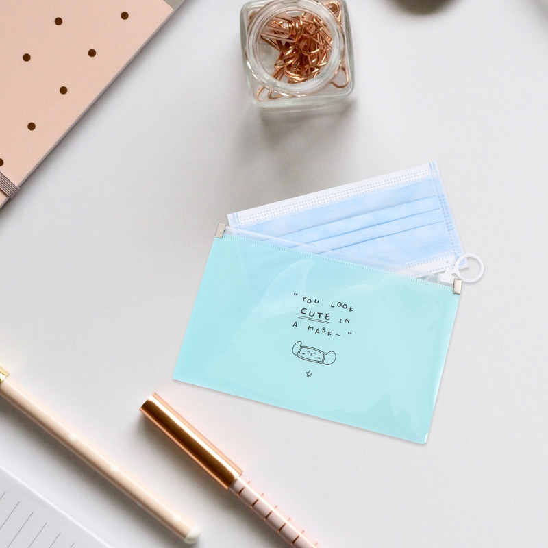 Mapa za privremenu pohranu od 5 komada, vrećica za masku za višekratnu upotrebu, plastična prozirna posuda otporna na prašinu, prijenosni držač za nošenje