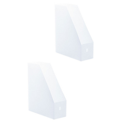 2 τεμ. Θήκη ραφιού αποθήκευσης αρχείων Clear Plastic Organizer Bins Επιτραπέζιο κάθετο ράφι βιβλιοθήκης Λευκό βραχίονα κοντέινερ βιβλίων γραφείου