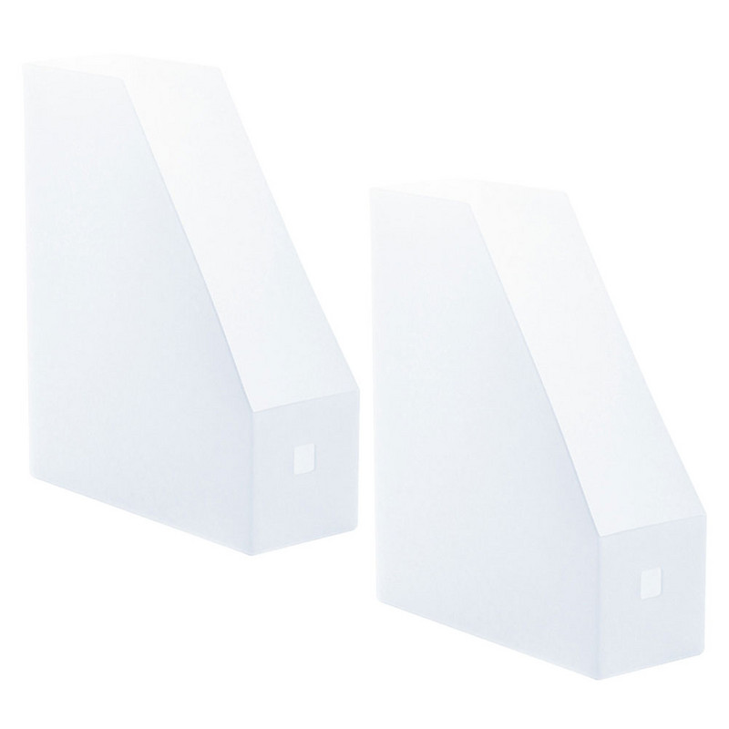 2 τεμ. Θήκη ραφιού αποθήκευσης αρχείων Clear Plastic Organizer Bins Επιτραπέζιο κάθετο ράφι βιβλιοθήκης Λευκό βραχίονα κοντέινερ βιβλίων γραφείου