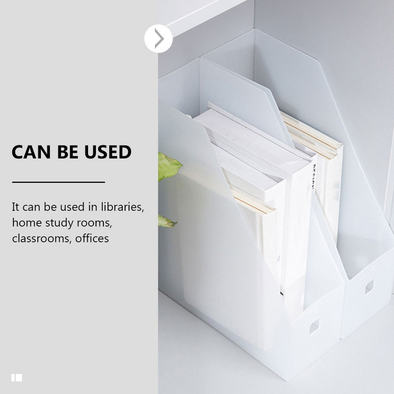 2 τεμ. Θήκη ραφιού αποθήκευσης αρχείων Clear Plastic Organizer Bins Επιτραπέζιο κάθετο ράφι βιβλιοθήκης Λευκό βραχίονα κοντέινερ βιβλίων γραφείου