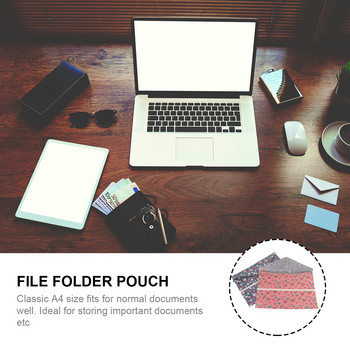 4бр. Размер A4 Файл Папка за документи Плюшен органайзер за съхранение на документи с цветя за домашен офис бизнес (произволен стил)