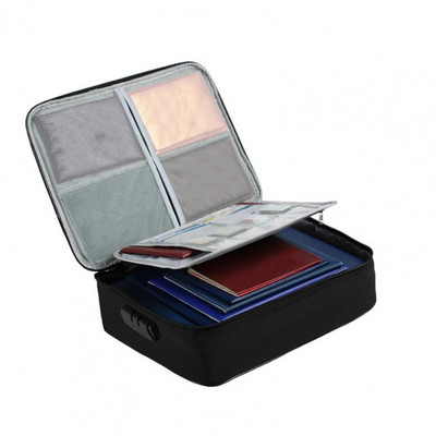 Naudingas failų saugojimo krepšys Antideformuotas dokumentų tvarkytuvas su užrakinimo kortelėmis Nešiojamojo kompiuterio failų tvarkyklės krepšys, sklandus užtrauktukas