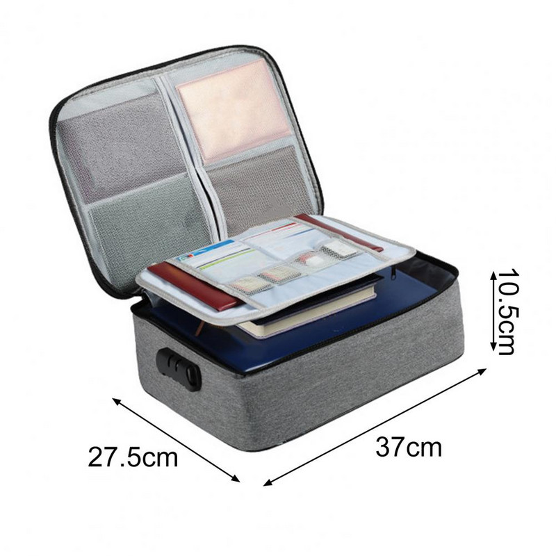 Naudingas failų saugojimo krepšys Antideformuotas dokumentų tvarkytuvas su užrakinimo kortelėmis Nešiojamojo kompiuterio failų tvarkyklės krepšys, sklandus užtrauktukas