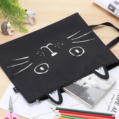 32,5*24cm A4 Cute Cartoon File Cat Pocket Πανί Oxford με φερμουάρ Τσάντα μεταφοράς Χειροποίητη τσάντα Φάκελος Σχολική χαρτική γραφικής ύλης