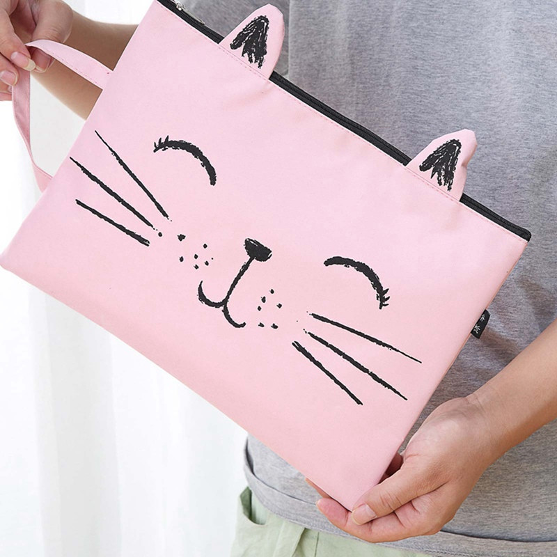 32,5*24 cm A4 džepna kartoteka s crtanom mačkom Oxford tkanina s patentnim zatvaračem Torba za ručnu nošenje Torba za stvari Mapa Školski uredski pribor