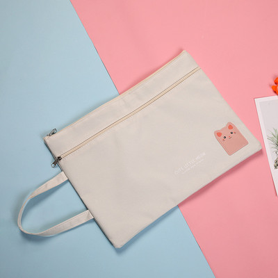Cat A4 držač datoteka Prijenosna Oxford tkanina Torba za datoteke s dvostrukim patentnim zatvaračem Pribor za učenike Školski pribor Kawai torba za pohranu za djevojčice