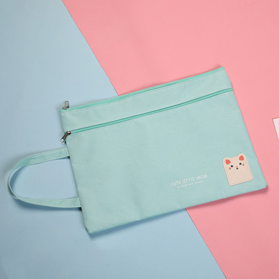 Cat A4 držač datoteka Prijenosna Oxford tkanina Torba za datoteke s dvostrukim patentnim zatvaračem Pribor za učenike Školski pribor Kawai torba za pohranu za djevojčice