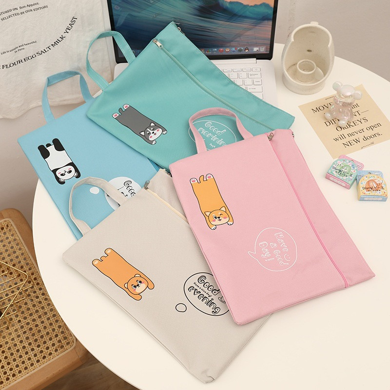Cat A4 držač datoteka Prijenosna Oxford tkanina Torba za datoteke s dvostrukim patentnim zatvaračem Pribor za učenike Školski pribor Kawai torba za pohranu za djevojčice