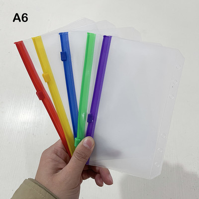 5 vnt A5/A6 6 skylučių segtuvų kišenės PVC užtrauktuku aplankai Pinigai biudžetiniai vokai segtuvų maišeliai, skirti nešiojamojo kompiuterio planuotojui kelionės segtuvams