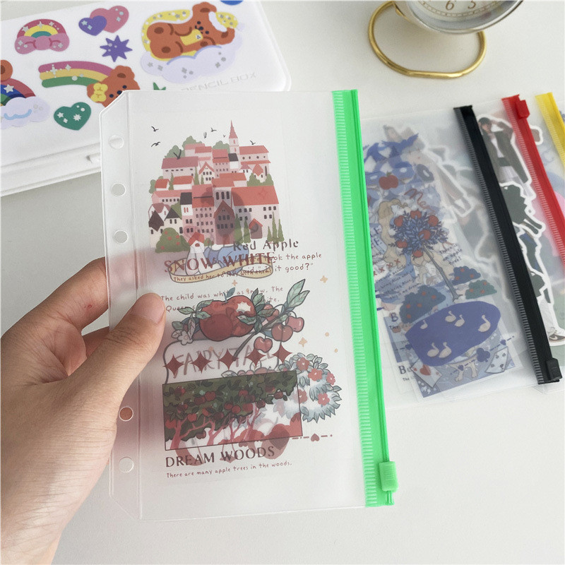 5 vnt A5/A6 6 skylučių segtuvų kišenės PVC užtrauktuku aplankai Pinigai biudžetiniai vokai segtuvų maišeliai, skirti nešiojamojo kompiuterio planuotojui kelionės segtuvams