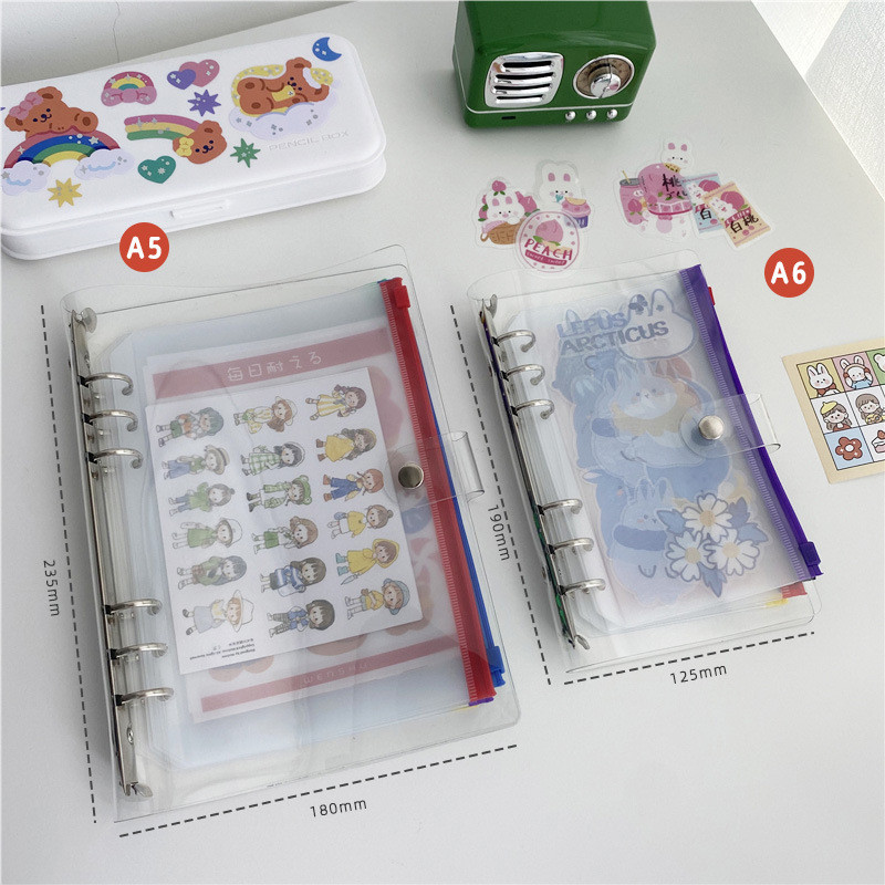 5 vnt A5/A6 6 skylučių segtuvų kišenės PVC užtrauktuku aplankai Pinigai biudžetiniai vokai segtuvų maišeliai, skirti nešiojamojo kompiuterio planuotojui kelionės segtuvams