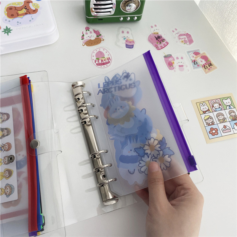 5 vnt A5/A6 6 skylučių segtuvų kišenės PVC užtrauktuku aplankai Pinigai biudžetiniai vokai segtuvų maišeliai, skirti nešiojamojo kompiuterio planuotojui kelionės segtuvams