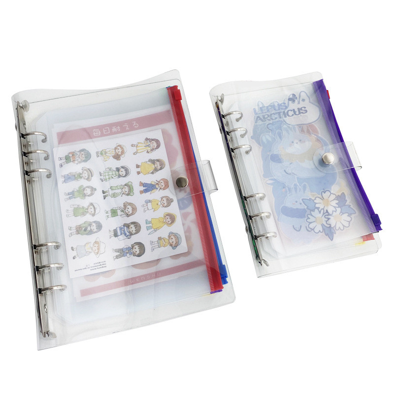 5 vnt A5/A6 6 skylučių segtuvų kišenės PVC užtrauktuku aplankai Pinigai biudžetiniai vokai segtuvų maišeliai, skirti nešiojamojo kompiuterio planuotojui kelionės segtuvams