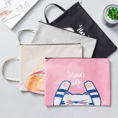 1 τμχ Cute Cat Paw File Bag Cartoon Canvas Canvas Zipper Bill folder Μεγάλη χωρητικότητας Τσάντα αποθήκευσης Πορτοφόλι Τσάντα εγγράφων Χαρτικά γραφείου