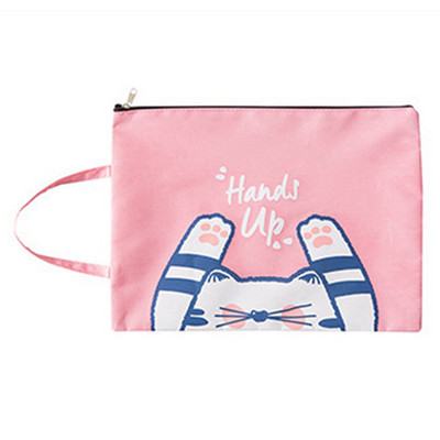 1 τμχ Cute Cat Paw File Bag Cartoon Canvas Canvas Zipper Bill folder Μεγάλη χωρητικότητας Τσάντα αποθήκευσης Πορτοφόλι Τσάντα εγγράφων Χαρτικά γραφείου