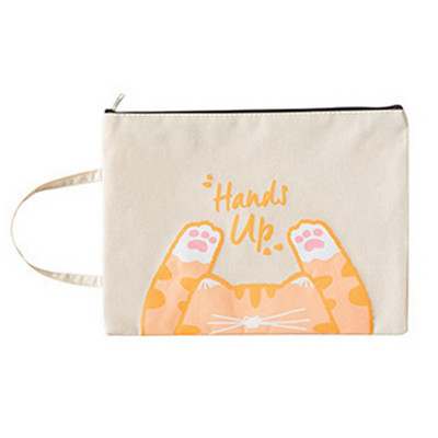 1 τμχ Cute Cat Paw File Bag Cartoon Canvas Canvas Zipper Bill folder Μεγάλη χωρητικότητας Τσάντα αποθήκευσης Πορτοφόλι Τσάντα εγγράφων Χαρτικά γραφείου